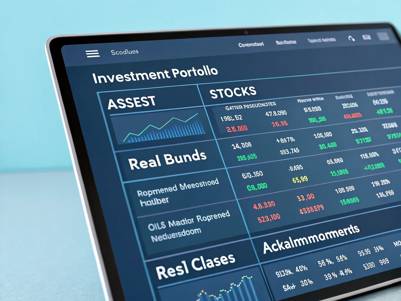 An image depicting a diversified investment portfolio with stocks, bonds, and real estate icons.